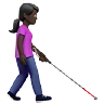 Woman With White Cane Facing Right: Dark Skin Tone Emoji 👩🏿‍🦯‍➡️ image - Apple style
