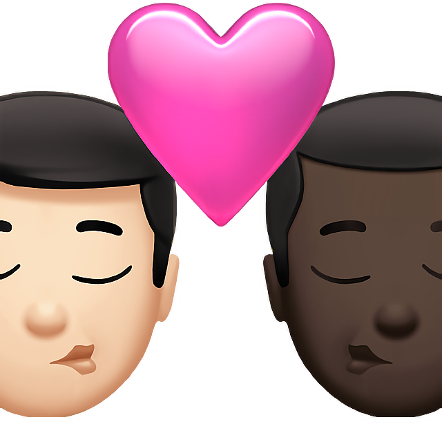 Kiss: Man, Man, Light Skin Tone, Dark Skin Tone