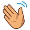 Waving Hand: Medium Skin Tone Emoji 👋🏽 image - Emojidex style
