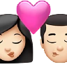 Kiss: Woman, Man, Light Skin Tone Emoji 👩🏻‍❤️‍💋‍👨🏻 image - Apple style