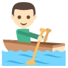 Person Rowing Boat: Light Skin Tone Emoji 🚣🏻 image - EmojiTwo style