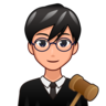 Man Judge: Medium-Light Skin Tone Emoji 👨🏼‍⚖️ image - Emojidex style