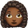 Woman: Medium-Dark Skin Tone, Curly Hair Emoji 👩🏾‍🦱 image - Apple style
