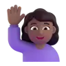 Woman Raising Hand: Medium-Dark Skin Tone Emoji 🙋🏾‍♀️ image - Microsoft 3D Fluent style