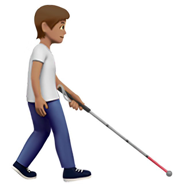 Person With White Cane Facing Right: Medium Skin Tone