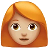 Woman: Medium-Light Skin Tone, Red Hair Emoji 👩🏼‍🦰 image - Apple style