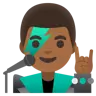 Man Singer: Medium-Dark Skin Tone Emoji 👨🏾‍🎤 image - Google Noto Color style