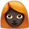 Woman: Dark Skin Tone, Red Hair Emoji 👩🏿‍🦰 image - Apple style