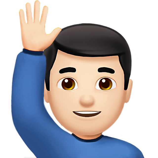 Man Raising Hand: Light Skin Tone