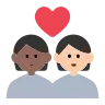 Couple With Heart: Person, Person, Medium-Dark Skin Tone, Light Skin Tone Emoji 🧑🏾‍❤️‍🧑🏻 image - Tossface style