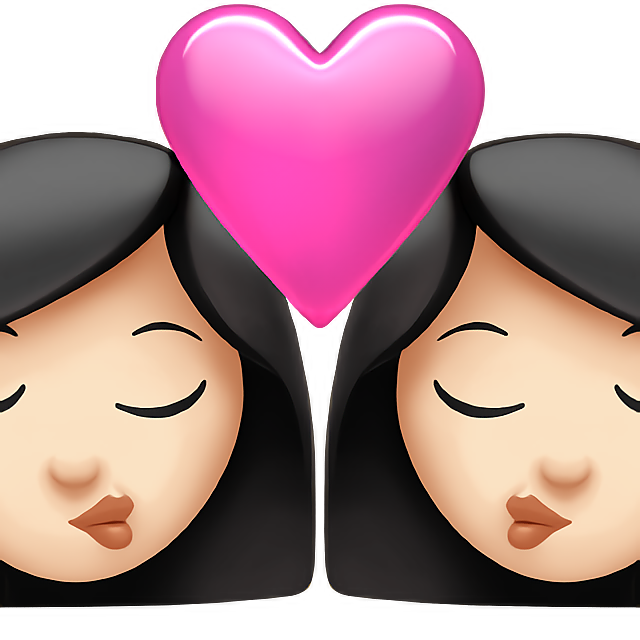 Kiss: Woman, Woman, Light Skin Tone