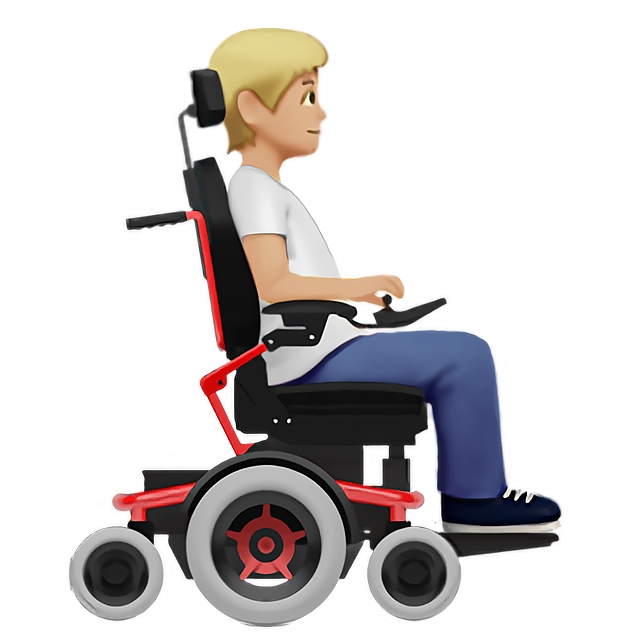 Person In Motorized Wheelchair Facing Right: Medium-Light Skin Tone