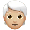 Person: Medium-Light Skin Tone, White Hair Emoji 🧑🏼‍🦳 image - Apple style