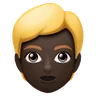 Person: Dark Skin Tone, Blond Hair Emoji 👱🏿 image - Huawei Harmony OS style