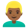 Man: Medium-Dark Skin Tone, Blond Hair Emoji 👱🏾‍♂️ image - Google Noto Color style