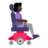 Woman In Motorized Wheelchair Facing Right: Dark Skin Tone