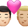 Kiss: Man, Man, Light Skin Tone, Medium-Light Skin Tone Emoji 👨🏻‍❤️‍💋‍👨🏼 image - Apple style