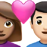 Couple With Heart: Woman, Man, Medium Skin Tone, Light Skin Tone Emoji 👩🏽‍❤️‍👨🏻 image - Apple style