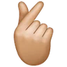 Hand With Index Finger And Thumb Crossed: Medium-Light Skin Tone Emoji 🫰🏼 image - Samsung style