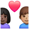 Couple With Heart: Woman, Man, Dark Skin Tone, Medium Skin Tone Emoji 👩🏿‍❤️‍👨🏽 image - Samsung style
