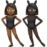 Women With Bunny Ears: Medium-Dark Skin Tone, Dark Skin Tone Emoji 👩🏾‍🐰‍👩🏿 image - Apple style