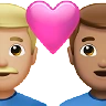 Couple With Heart: Man, Man, Medium-Light Skin Tone, Medium Skin Tone Emoji 👨🏼‍❤️‍👨🏽 image - Apple style