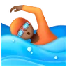 Person Swimming: Medium-Dark Skin Tone Emoji 🏊🏾 image - Samsung style