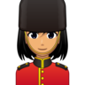 Woman Guard: Medium Skin Tone Emoji 💂🏽‍♀️ image - Emojidex style