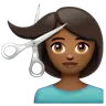 Person Getting Haircut: Medium-Dark Skin Tone Emoji 💇🏾 image - WhatsApp style
