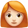 Woman: Light Skin Tone, Red Hair Emoji 👩🏻‍🦰 image - Apple style