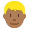 Man: Medium-Dark Skin Tone, Blond Hair Emoji 👱🏾‍♂️ image - Twitter / X (Twemoji) style
