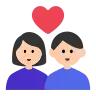 Couple With Heart: Woman, Man, Light Skin Tone Emoji 👩🏻‍❤️‍👨🏻 image - Tossface style