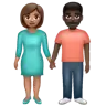 Woman And Man Holding Hands: Medium Skin Tone, Dark Skin Tone Emoji 👩🏽‍🤝‍👨🏿 image - WhatsApp style