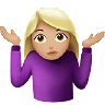 Woman Shrugging: Medium-Light Skin Tone Emoji 🤷🏼‍♀️ image - Apple style