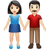 Woman And Man Holding Hands: Medium-Light Skin Tone, Medium Skin Tone Emoji 👩🏼‍🤝‍👨🏽 image - Apple style