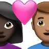 Couple With Heart: Woman, Man, Dark Skin Tone, Medium Skin Tone Emoji 👩🏿‍❤️‍👨🏽 image - Apple style