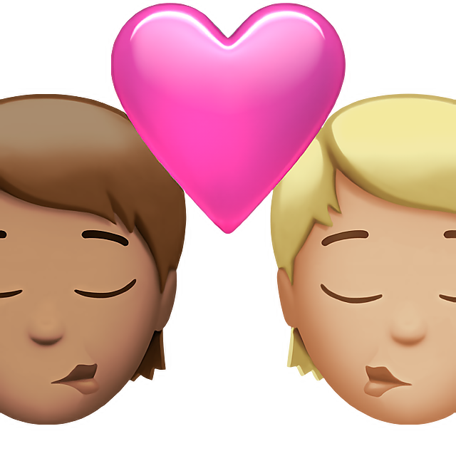 Kiss: Person, Person, Medium Skin Tone, Medium-Light Skin Tone