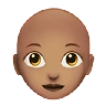 Woman: Medium Skin Tone, Bald Emoji 👩🏽‍🦲 image - Apple style