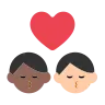 Kiss: Man, Man, Medium-Dark Skin Tone, Light Skin Tone Emoji 👨🏾‍❤️‍💋‍👨🏻 image - Tossface style