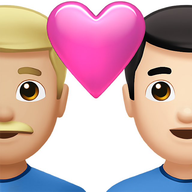 Couple With Heart: Man, Man, Medium-Light Skin Tone, Light Skin Tone