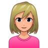 Woman: Medium-Light Skin Tone, Blond Hair Emoji 👱🏼‍♀️ image - Emojidex style