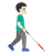 Man With White Cane Facing Right: Light Skin Tone