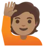 Person Raising Hand: Medium Skin Tone Emoji 🙋🏽 image - Google Noto Color style