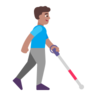 Man With White Cane Facing Right: Medium Skin Tone Emoji 👨🏽‍🦯‍➡️ image - Microsoft Classic 2D style