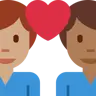 Couple With Heart: Man, Man, Medium Skin Tone, Medium-Dark Skin Tone Emoji 👨🏽‍❤️‍👨🏾 image - Twitter / X (Twemoji) style