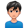 Man Frowning: Medium-Light Skin Tone Emoji 🙍🏼‍♂️ image - Emojidex style