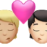 Kiss: Person, Person, Medium-Light Skin Tone, Light Skin Tone Emoji 🧑🏼‍❤️‍💋‍🧑🏻 image - Apple style