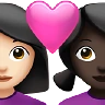 Couple With Heart: Woman, Woman, Light Skin Tone, Dark Skin Tone Emoji 👩🏻‍❤️‍👩🏿 image - Apple style