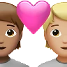 Couple With Heart: Person, Person, Medium Skin Tone, Medium-Light Skin Tone Emoji 🧑🏽‍❤️‍🧑🏼 image - Apple style