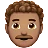 Man: Medium Skin Tone, Curly Hair